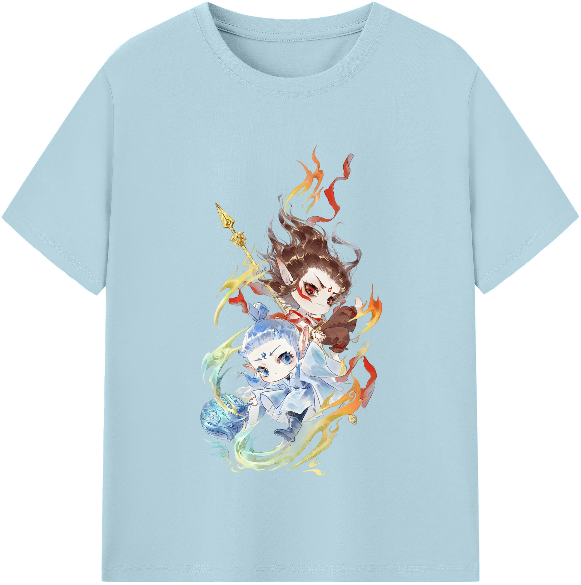 （画像用） Ne Zha 2 ナタ 魔童の大暴れ 綿100％半袖Tシャツ（フロントプリント）